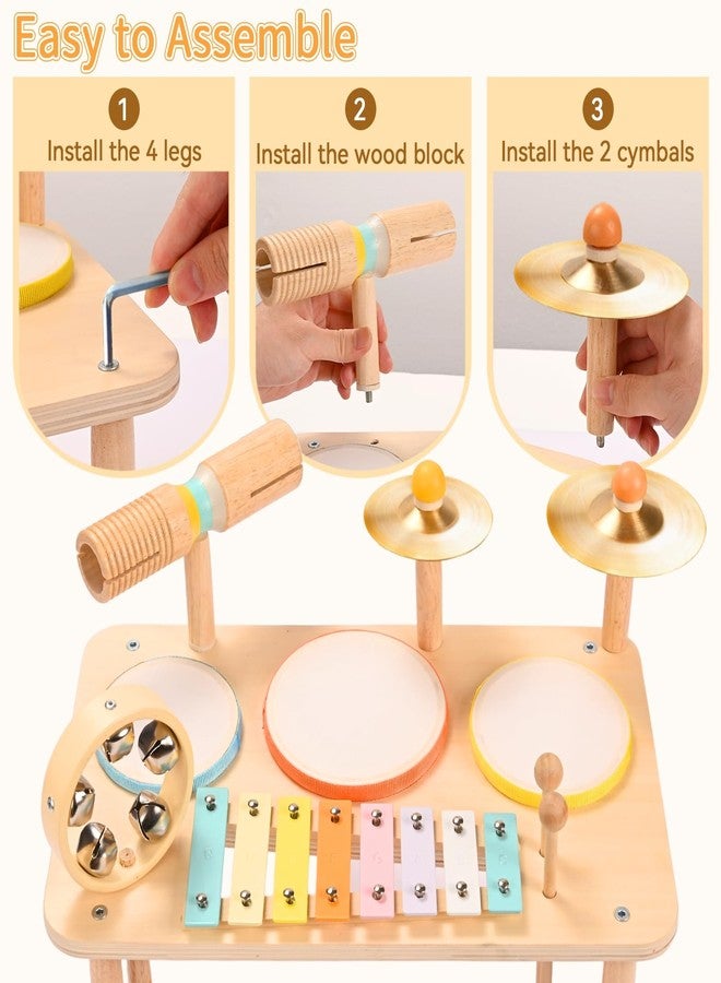 WINGYZ Kids Drum Set - 10-in-1 Montessori Toys for 1-3 Year Old & Wooden Musical Instruments for Toddlers, Baby Musical Toys with Drums, Xylophone, Helps Hand-Eye Coordination, Gift for 1-3 Boys Girls - Image 5